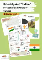 Vorschau - Arbeitsblätter - Materialpaket "Indien": Steckbrief Indien und Reise in die Megacity Mumbai differenziert mit Lösungen - Deckblatt