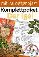 Vorschau - Unterrichtsreihen - Komplettpaket- Der Igel im Herbst - inklusive Lernwerkstatt & Kunstprojekt - Deckblatt