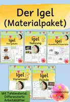 Vorschau - Arbeitsblätter - Materialpaket, Igel, Förderschule - Deckblatt