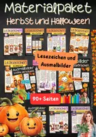 Vorschau - Mal- und Bastelvorlagen - Materialpaket: Herbst und Halloween - Lesezeichen und Ausmalbilder mit positiven Sprüchen - Deckblatt