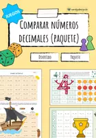 Vista previa - Hojas de trabajo - Comparar números decimales - Paquete de juegos - Portada