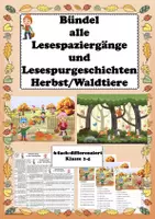 Vorschau - Arbeitsblätter - Materialpaket 2 Lesespuren und 2 Lesespaziergänge Bündel Herbst Waldtiere - Deckblatt