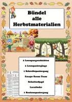 Vorschau - Arbeitsblätter - Materialpaket Herbst 2 Lesespuren 2 Lesespaziergänge 1 Rechenspaziergang Escape Room usw. - Deckblatt