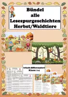 Vorschau - Arbeitsblätter - Materialpaket 2 Lesespurgeschichten Herbst Waldtiere Bündel - Deckblatt