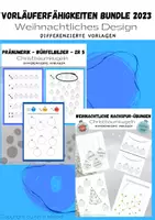 Vorschau - Arbeitsblätter - Materialpaket Vorläuferfähigkeiten Pränumerik und Nachspur-Übungen, Weihnachten 2023 - Deckblatt