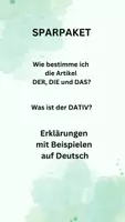 Vorschau - Arbeitsblätter - SPARPAKET - Die Artikel DER, DIE und DAS und der DATIV - Deckblatt