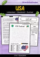 Vorschau - Arbeitsblätter - USA - 3 für 2 Sparpaket - Amerika Materialpaket - Deckblatt
