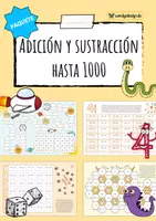 Vista previa - Hojas de trabajo - Adición y Sustracción hasta 1000 - Paquete de materiales - Portada