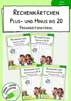 Vorschau - Stationenlernen - Materialpaket "Rechenkärtchen - Plus und Minus bis 20 - Freiarbeit" - Deckblatt