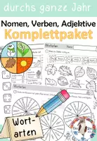 Vorschau - Unterrichtsreihen - Komplettpaket Wortarten - Nomen, Verben, Adjektive - Deckblatt
