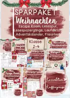 Vorschau - Arbeitsblätter - SPARPAKET / Materialpaket "Weihnachten" - Escape Room, Lesespaziergänge, Lesespur, Laufdiktat, Adventskalender, Freiarbeit - Klasse 2-4 - Deckblatt