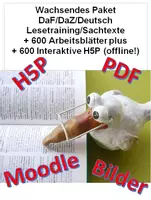 Vorschau - Stundenentwürfe - Wachsendes Materialpaket DaF/DaZ/Lesetexte/Grammatik/Vertetung/Arbeitsblätter/Interaktiv/H5P/Moodle/+Lösungen - Deckblatt