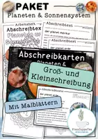 Vorschau - Arbeitsblätter - Paket Abschreibkartei Planeten & Sonnensystem (Karten + Arbeitsheft) - Deckblatt