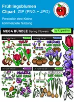 Vorschau - Mal- und Bastelvorlagen - Frühlingsblumen Lebenszyklus ClipArt Grafiken Materialpaket - Deckblatt