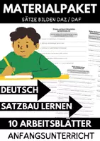 Vorschau - Arbeitsblätter - Materialpaket Einfache Sätze Bilden DaZ/DaF Grundschule - Deckblatt