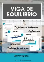 Vista previa - Tarjetas / Manipulativos - Gimnasia ⎮ Pack de ahorro - viga de equilibrio (22 tarjetas de estación, tarjetas con dibujos, cuadrícula de evaluación, 22 tarjetas de técnica). - Portada