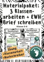 Vorschau - Arbeitsblätter - Paket: 3 Klassenarbeiten „Briefe schreiben“ + EWH - Deckblatt