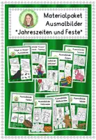 Vorschau - Mal- und Bastelvorlagen - Materialpaket Ausmalbilder „Jahreszeiten und Feste“, Malvorlagen - Deckblatt