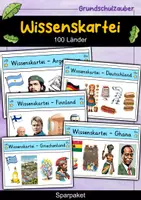 Vorschau - Stationenlernen - Wissenskartei - 100 Länder - Sparpaket - Materialpaket - Deckblatt