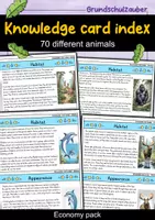 Vorschau - Bildkarten - Knowledge card index - 70 different animals - Material package (English) - Deckblatt
