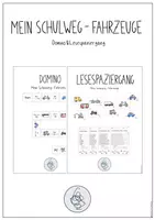 Vorschau - Arbeitsblätter - Bundle - Mein Schulweg (Fahrzeuge): Domino & Lesespaziergang - Deckblatt