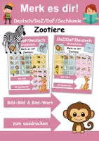 Vorschau - Arbeitsblätter - Materialpaket Merk es dir! Zootiere - 2 Versionen - DaZ/DaF, Deutsch (Grundschule) - Deckblatt