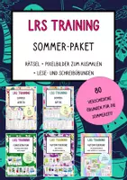 Vorschau - Arbeitsblätter - Sommer-Paket LRS Training 98 Übungen Rätsel Pixelbilder Lesen Schreiben Ferienheft - Deckblatt