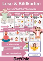 Vorschau - Arbeitsblätter - Materialpaket Gefühle / Lesekarten & Bildkarten - DaZ/DaF, Deutsch, Sachunterricht (Grundschule) - Deckblatt