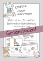 Vorschau - Arbeitsblätter - Vollständiges Materialpaket: Wörter mit der Vorsilbe ver- und vor- - Deckblatt