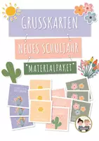 Vorschau - Bildkarten - Materialpaket – Grußkarten neues Schuljahr (4 Motive – 12 Versionen) - Deckblatt