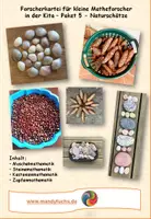 Vorschau - Stationenlernen - Materialpaket: Forscherkarteien mit Naturschätzen für die Kita (Steine, Muscheln, Zapfen, Kastanien) - Deckblatt