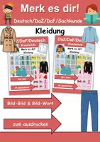 Vorschau - Mal- und Bastelvorlagen - Merk es dir! Kleidung/Klamotten - 2 Versionen - DaZ/DaF, Deutsch (Grundschule) - Deckblatt