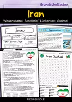 Vorschau - Arbeitsblätter - Iran MEGABUNDLE - Wissenskartei, Lückentext, Steckbrief, Suchsel - Deckblatt
