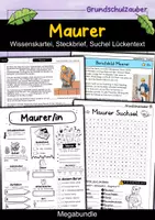 Vorschau - Arbeitsblätter - Maurer MEGABUNDLE Materialpaket - Wissenskartei, Lückentext, Steckbrief, Suchsel, Quizkarten - Deckblatt