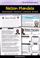 Vorschau - Arbeitsblätter - Nelson Mandela MEGABUNDLE Materialpaket - Wissenskartei, Lückentext, Steckbrief, Suchsel, Quizkarten - Deckblatt