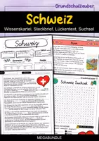 Vorschau - Arbeitsblätter - Schweiz MEGABUNDLE - Wissenskartei, Lückentext, Steckbrief, Suchsel - Deckblatt