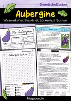 Vorschau - Arbeitsblätter - Aubergine MEGABUNDLE - Wissenskartei, Lückentext, Steckbrief, Suchsel - Deckblatt