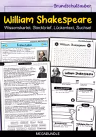 Vorschau - Arbeitsblätter - William Shakespeare MEGABUNDLE Materialpaket - Wissenskartei, Lückentext, Steckbrief, Suchsel, Quizkarten - Deckblatt