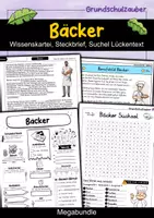 Vorschau - Arbeitsblätter - Bäcker MEGABUNDLE Materialpaket - Wissenskartei, Lückentext, Steckbrief, Suchsel, Quizkarten - Deckblatt