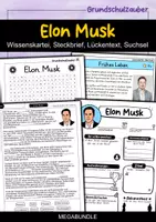 Vorschau - Arbeitsblätter - Elon Musk MEGABUNDLE Materialpaket - Wissenskartei, Lückentext, Steckbrief, Suchsel, Quizkarten - Deckblatt