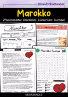 Vorschau - Arbeitsblätter - Marokko MEGABUNDLE - Wissenskartei, Lückentext, Steckbrief, Suchsel - Deckblatt