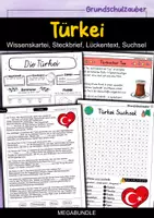 Vorschau - Arbeitsblätter - Türkei MEGABUNDLE - Wissenskartei, Lückentext, Steckbrief, Suchsel, Quizkarten - Deckblatt