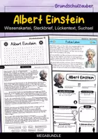 Vorschau - Arbeitsblätter - Albert Einstein MEGABUNDLE Materialpaket - Wissenskartei, Lückentext, Steckbrief, Suchsel, Quizkarten - Deckblatt