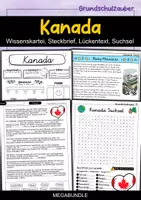 Vorschau - Arbeitsblätter - Kanada MEGABUNDLE - Wissenskartei, Lückentext, Steckbrief, Suchsel, Quizkarten - Deckblatt