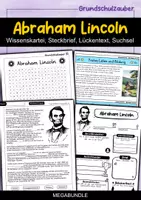 Vorschau - Arbeitsblätter - Abraham Lincoln MEGABUNDLE Materialpaket - Wissenskartei, Lückentext, Steckbrief, Suchsel, Quizkarten - Deckblatt