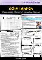 Vorschau - Arbeitsblätter - John Lennon MEGABUNDLE Materialpaket - Wissenskartei, Lückentext, Steckbrief, Suchsel, Quizkarten - Deckblatt