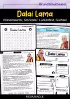Vorschau - Arbeitsblätter - Dalai Lama MEGABUNDLE Materialpaket - Wissenskartei, Lückentext, Steckbrief, Suchsel, Quizkarten - Deckblatt