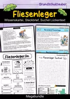Vorschau - Arbeitsblätter - Fliesenleger MEGABUNDLE Materialpaket - Wissenskartei, Lückentext, Steckbrief, Suchsel, Quizkarten - Deckblatt