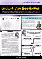 Vorschau - Arbeitsblätter - Ludwig van Beethoven MEGABUNDLE Materialpaket - Wissenskartei, Lückentext, Steckbrief, Suchsel, Quizkarten - Deckblatt