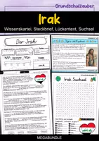 Vorschau - Arbeitsblätter - Irak MEGABUNDLE - Wissenskartei, Lückentext, Steckbrief, Suchsel, Quizkarten, POP Art Malvorlagen - Deckblatt